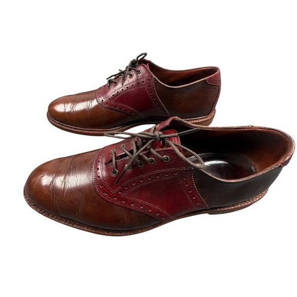 Allen Edmonds Finch Men\'s Oxford Saddle Shoes Brown Red Leather Lace Up 12 E main image 4